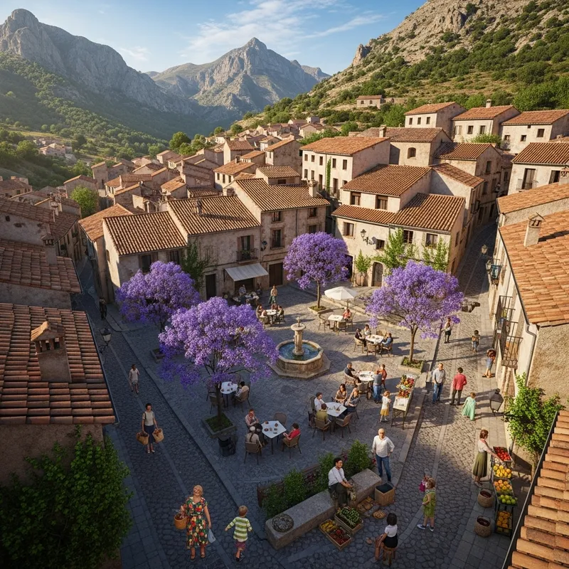 Bird's Eye View of a Charming Spanish Village