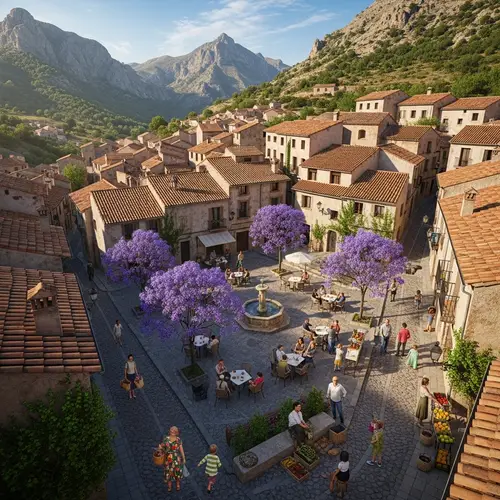 Bird's Eye View of a Charming Spanish Village