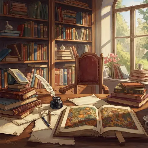 Abstract Impressionism in Study Literature Room