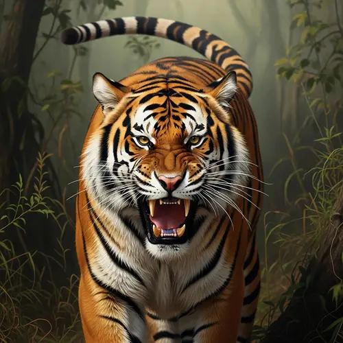 Ferocious Tiger in Raw Natural Environment