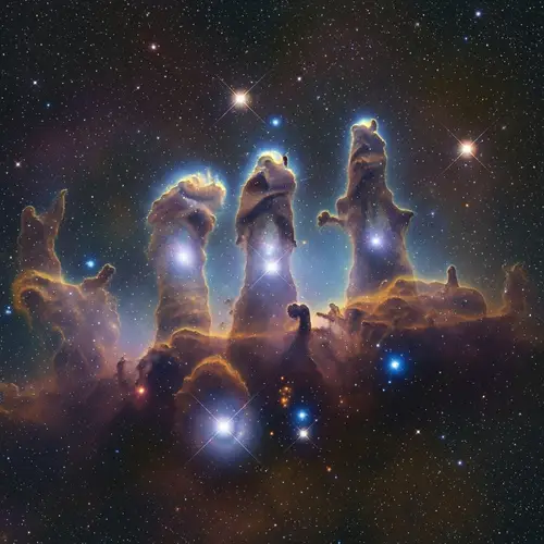 Pillars of Creation: Majestic Cosmic Sculptures in Eagle Nebula