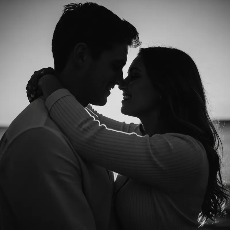 Intimate Black and White Couple Silhouette Photography