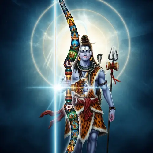 Divine Lord Shiva with Celestial Bow | Spiritual Artwork