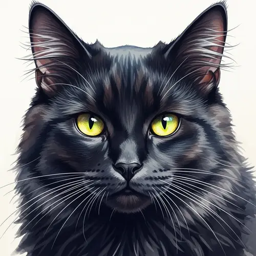 Majestic Black Cat Watercolor Painting | Enigmatic Aura