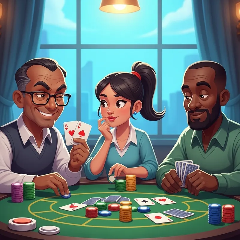 Cartoon Poker Players at Table - Pokerhouse.ru Style