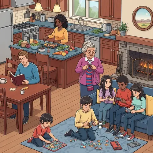 Diverse Home Scene: A Warm Family Gathering