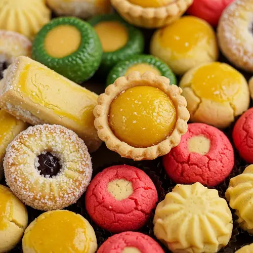 Traditional Malaysian Cookies - Vibrant Colors & Intricate Textures