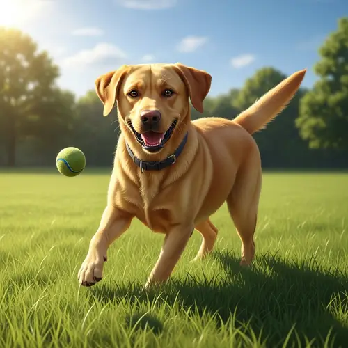 Gorgeous Labrador Retriever Playing in Sunny Field