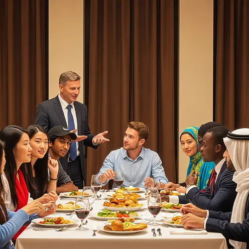 International Academic Dinner Scene Oil Painting