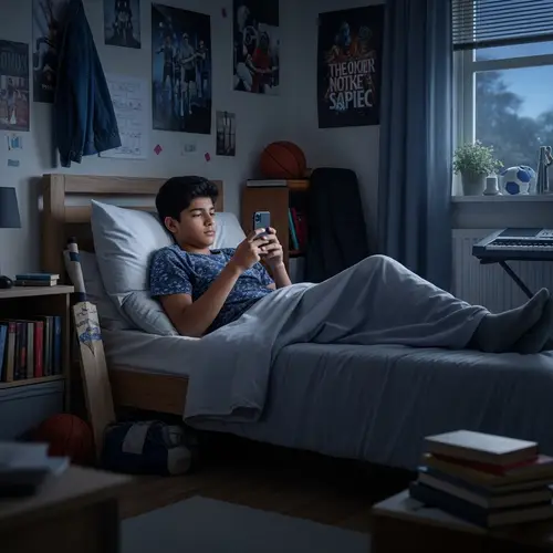 Teenage Boy Using Social Media in Bed | Diverse Interests & Hobbies
