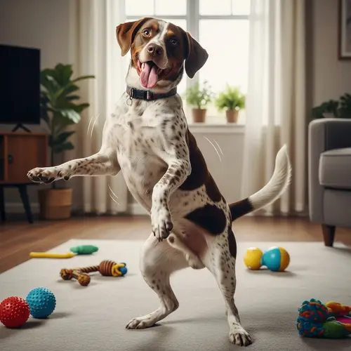 Jolly Dog Dancing: Brown & White Spotted Medium-Sized Breed
