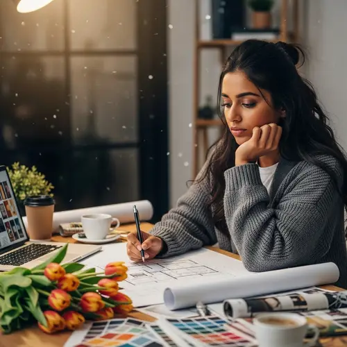 Tulip Bouquet & Dedicated Interior Designer | Asian Woman