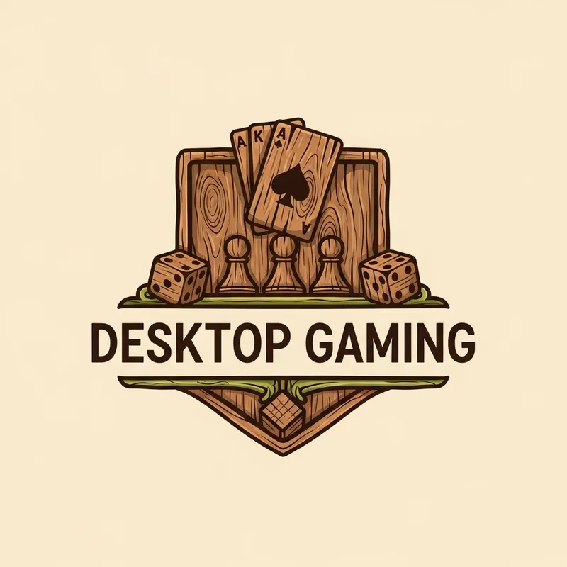 Vintage Wooden Gaming Logo Design for Desktop Games