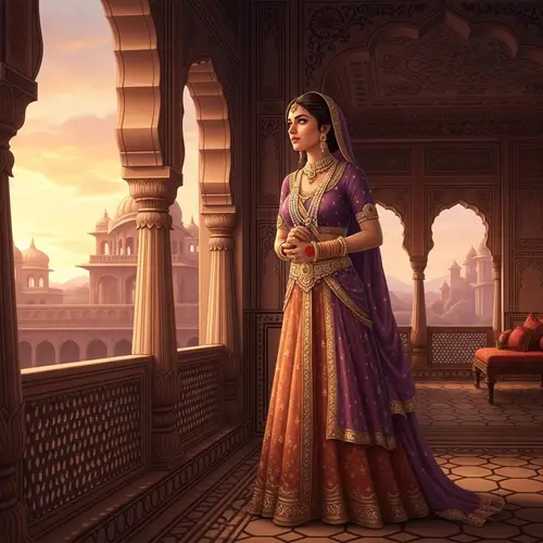 Indian Princess Awaiting Her Lover in Historic Setting