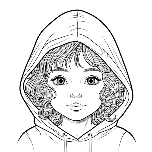 Line Art of a Middle-Eastern Girl in a Hood