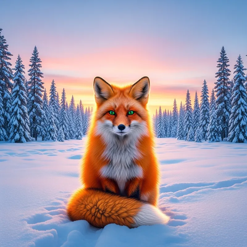 Majestic Furry Fox in Winter Wonderland