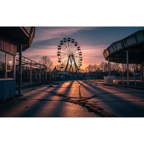 Eerie Abandoned Amusement Park at Dusk | Surreal Fine Art Photography