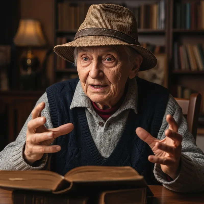 Captivating Stories by Vintage Hat-Wearing Old Man