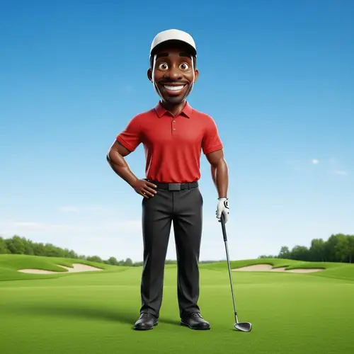 Silly Cartoon of a Golfer: A Playful Tiger Woods