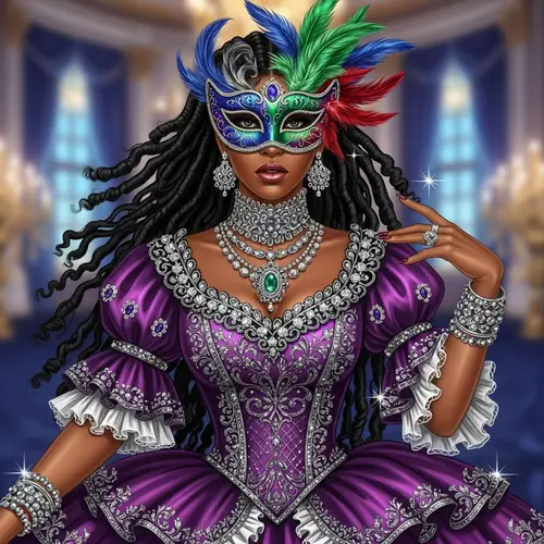 Stunning African American Woman in Victorian Ball Gown