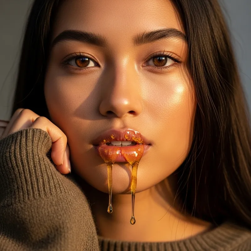 Radiant Woman with Honey Lips - Casual Beauty