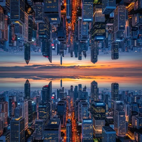 Sophistication of Financial District in Upside Nature Art