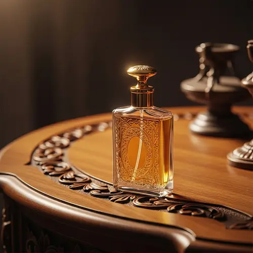Vintage Perfume Bottle on Antique Table
