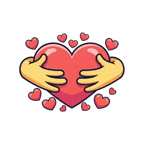 Heart Logo with Cartoonish Hands - Unity and Love Design