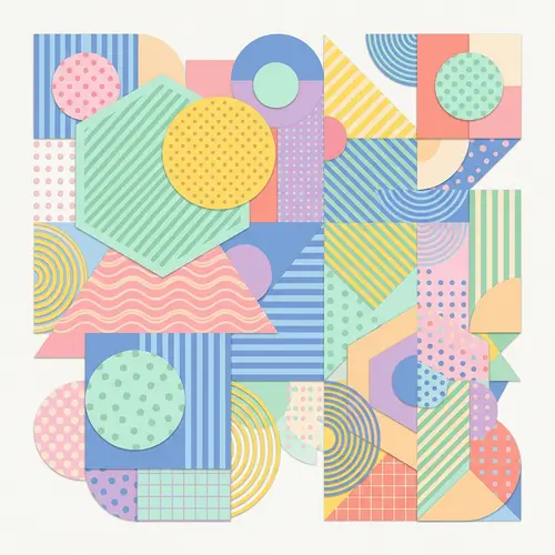 Layered Geometric Shapes: Abstract and Colorful Composition