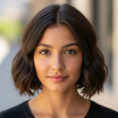 Brunette with Moderately Short Wavy Hair