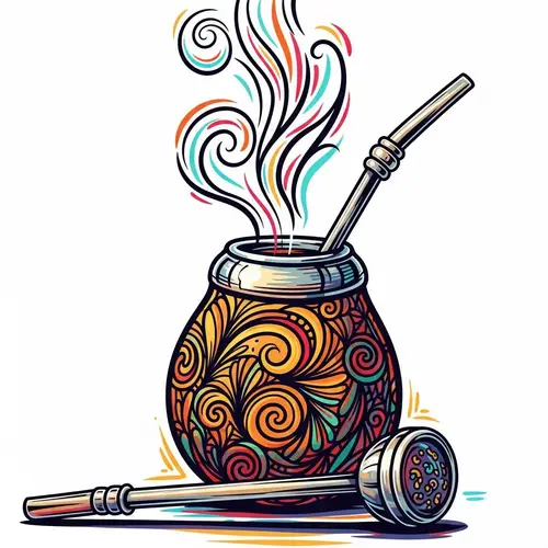 Traditional Yerba Mate Ritual: Invigorating Steam & Vibrant Designs
