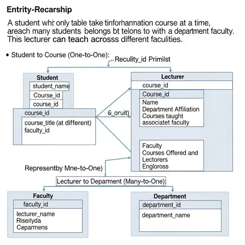 Entity Relationship Diagram: Student, Lecturer, Course, Faculty, Department