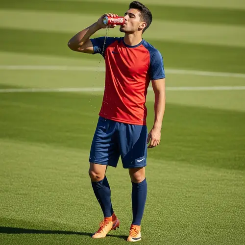 Refresh Your Game with a Cola Break - Soccer Player Enjoying Drink