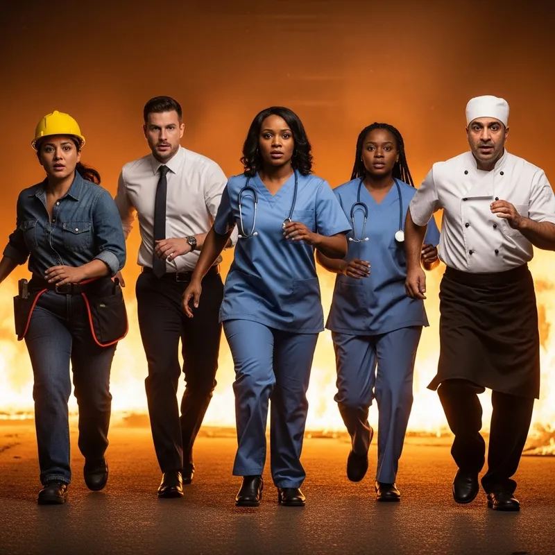 Workers Rush to Safety From Dangerous Fire