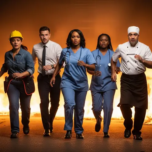 Workers Rush to Safety From Dangerous Fire