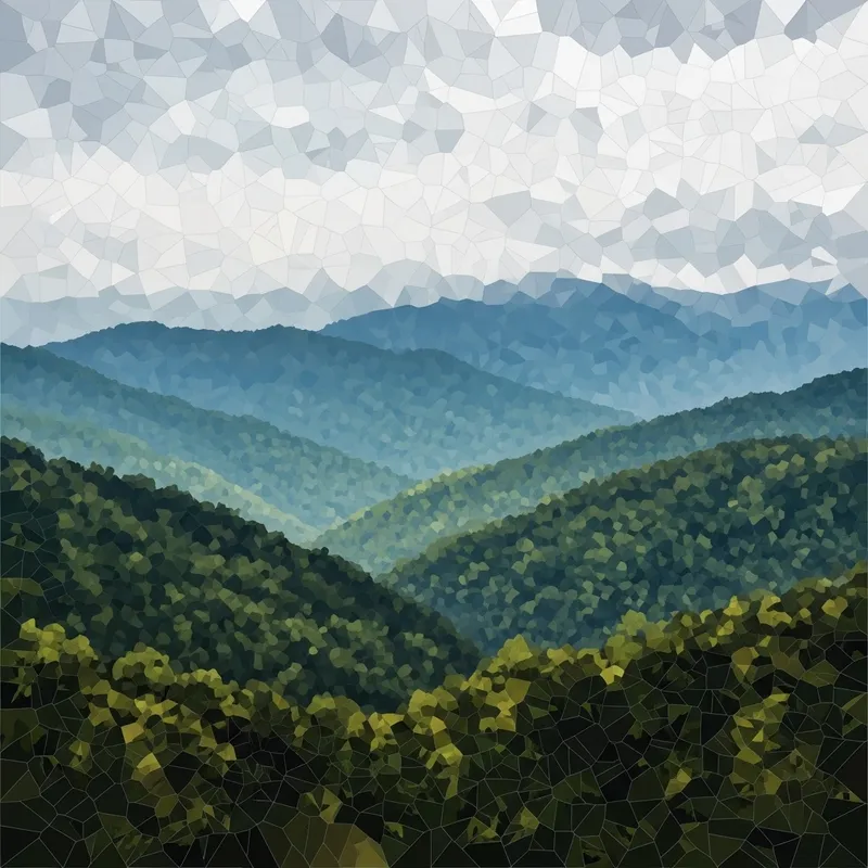 Abstract Mosaic of Smoky Mountains - 3D Geometric Landscape Art