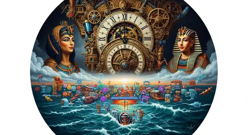 Intricate Clockwork Canvas Painting with Cyber Features