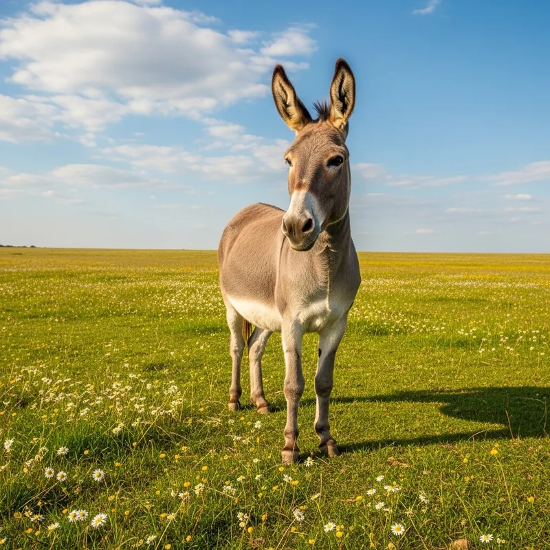 Graceful Donkey in a Serene Open Field