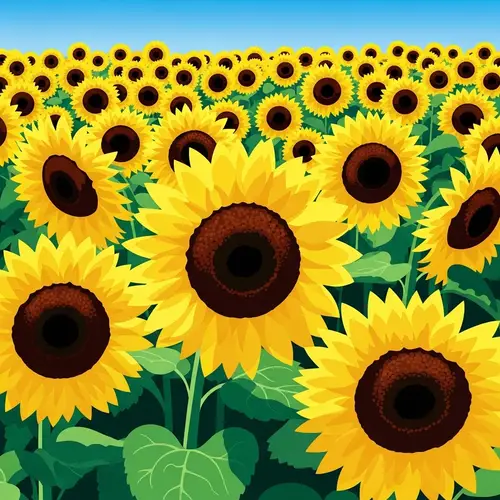 Vibrant Sunflower Field Abstract Art