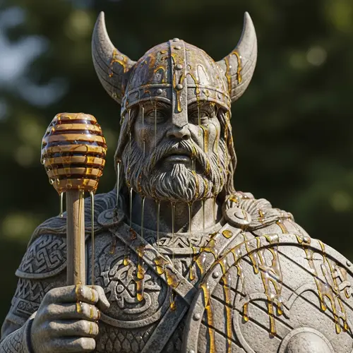Majestic Viking Warrior Statue Carved from Stone
