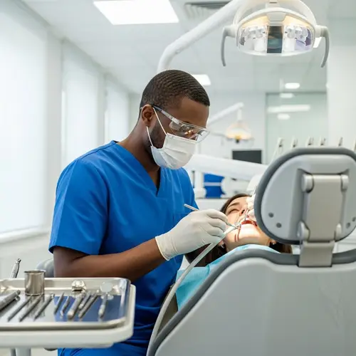 Professional Black Male Dental Hygienist in Modern Office
