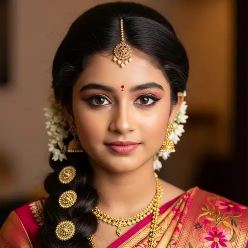 Beautiful 12-Year-Old Indian Girl in Traditional Costume Portrait