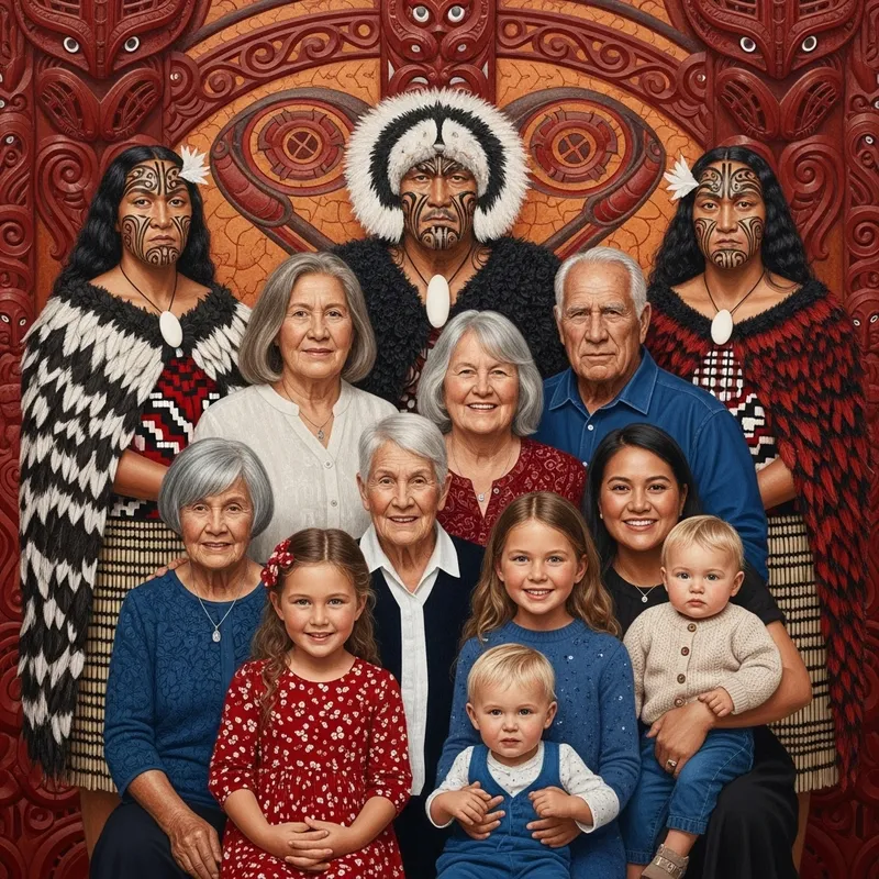 Interconnected Generations in Maori Ancestral Family Bonding