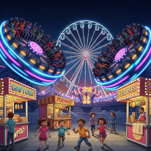 Nighttime Thrills and Excitement at the Amusement Park