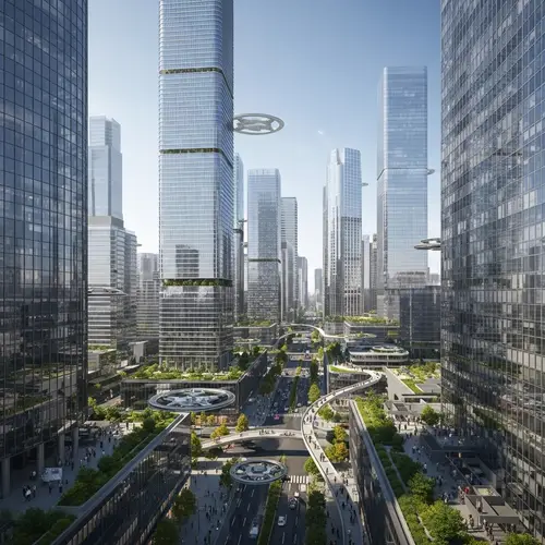 2055 City: Futuristic Metropolis with Skyscrapers and Flying Cars