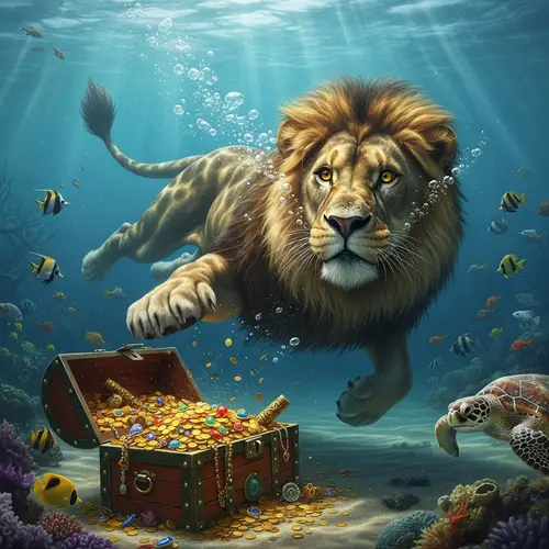 Lion Discovers Treasure | Underwater Adventure