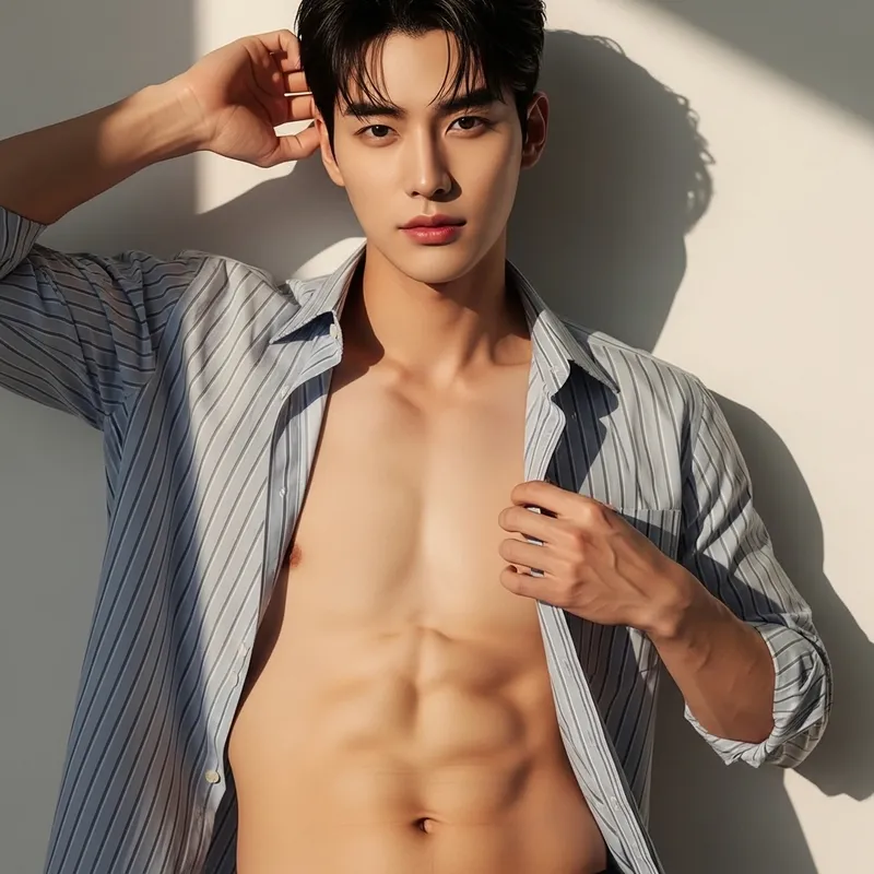 Charming East Asian Man with Stunning Eyes and Fit Physique