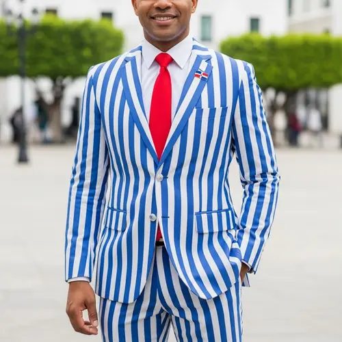 Dominican Republic Flag Inspired Suit for Men
