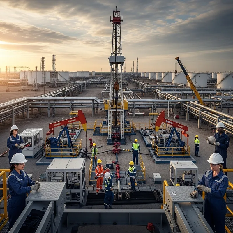 Oil and Gas Industry Scene - Advanced Machinery, Natural Gas Storage Tanks