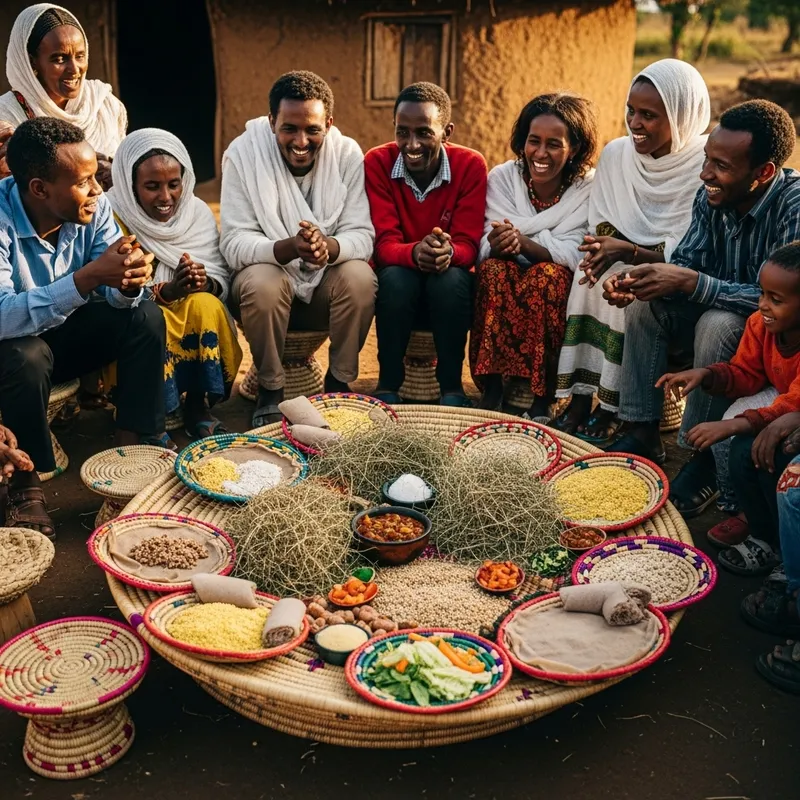 Ethiopian People Enjoying Traditional Donkey Cuisine